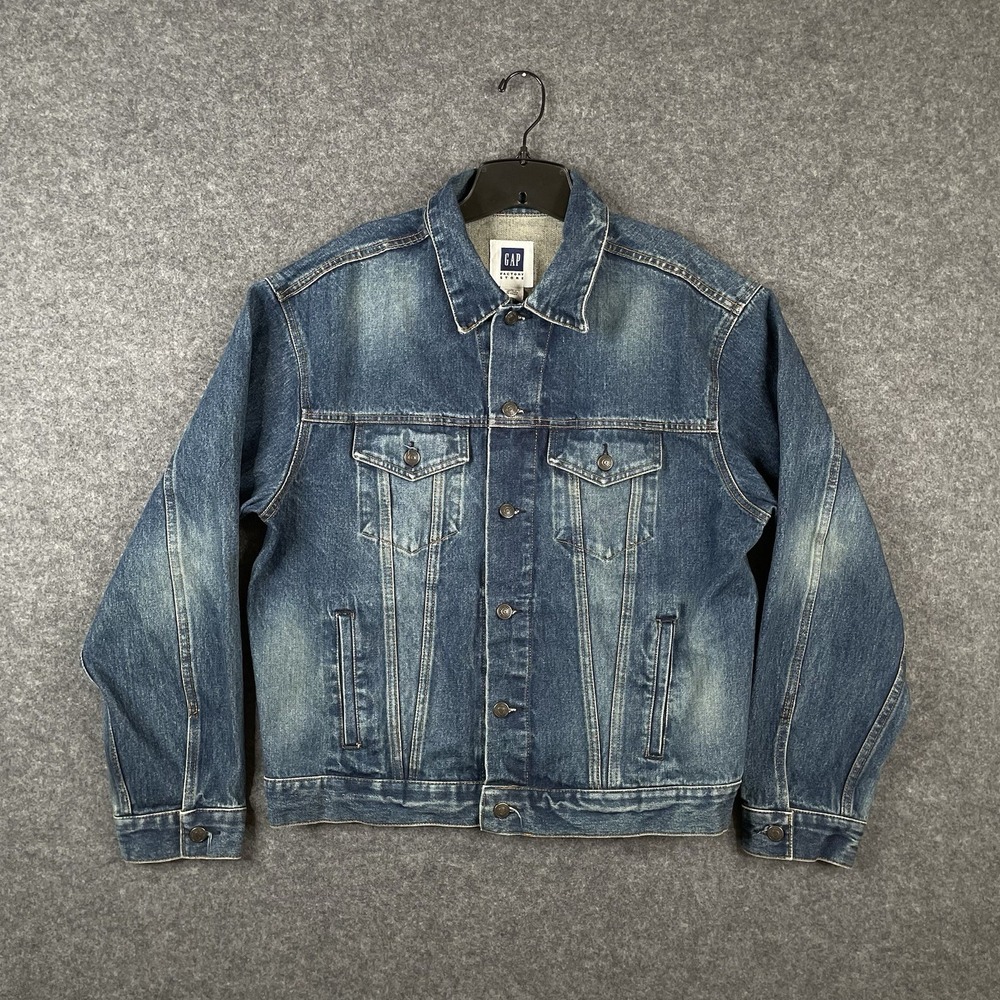 Vintage GAP Denim Jean Jacket Mens Large Blue Button Trucker Y2K 90s Type 3